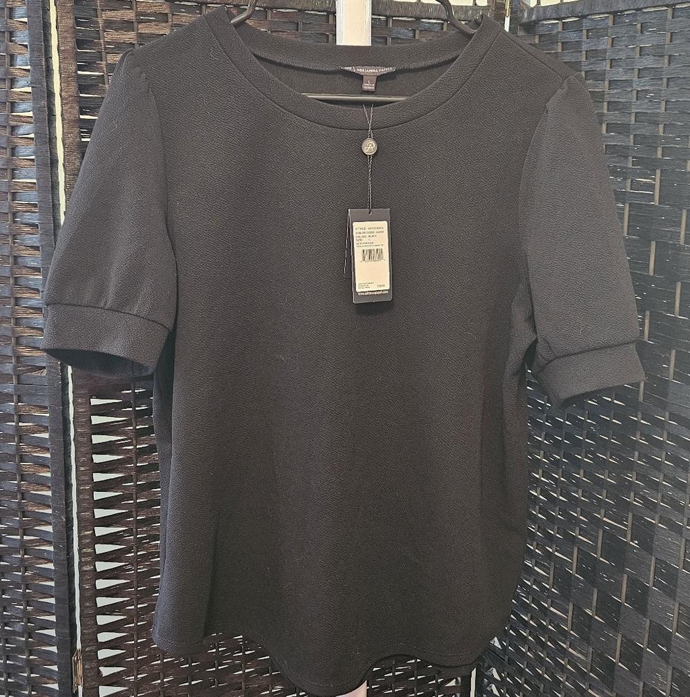 Adrianna Papell Black Short Sleeve Top